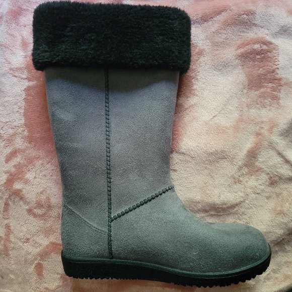 Womens Size 7 Electric Karma Dakota Gray Ultra Suede Plush Lined Rain Boots NWOT - Picture 3 of 11